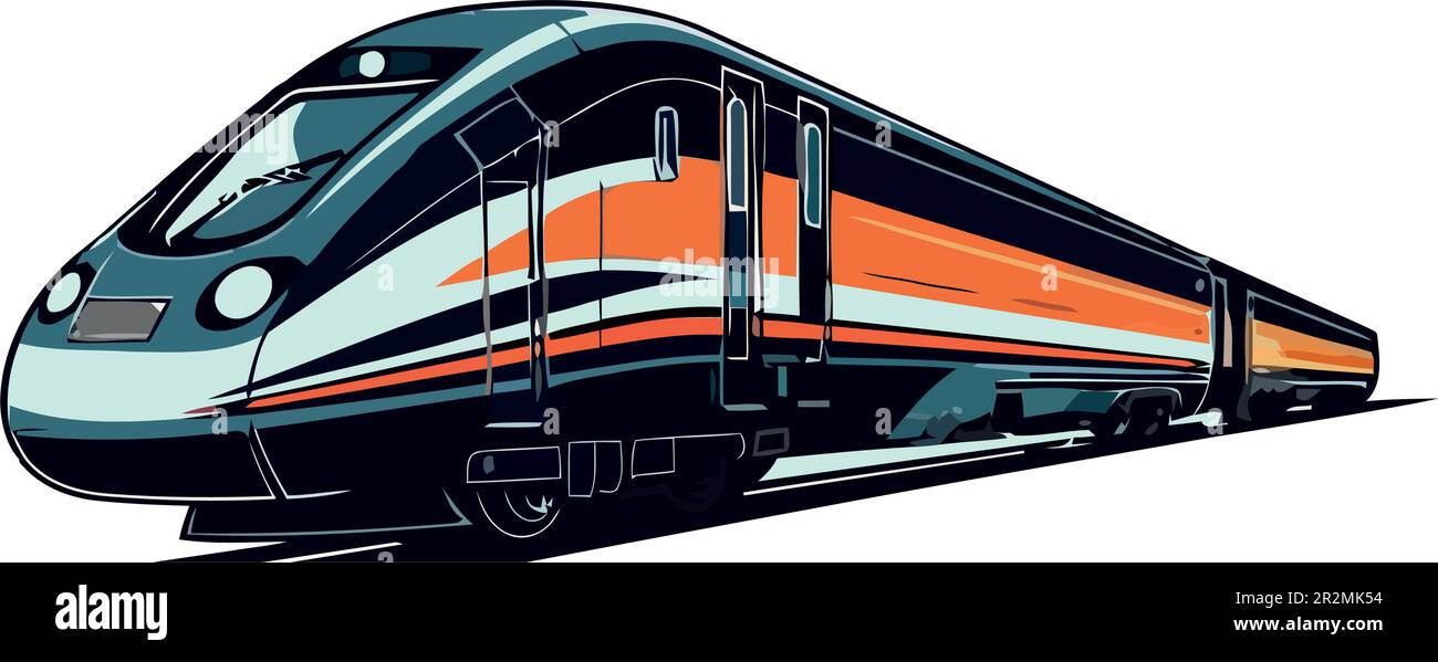 Locomotive à grande vitesse sur voie ferrée sur fond blanc Illustration de Vecteur