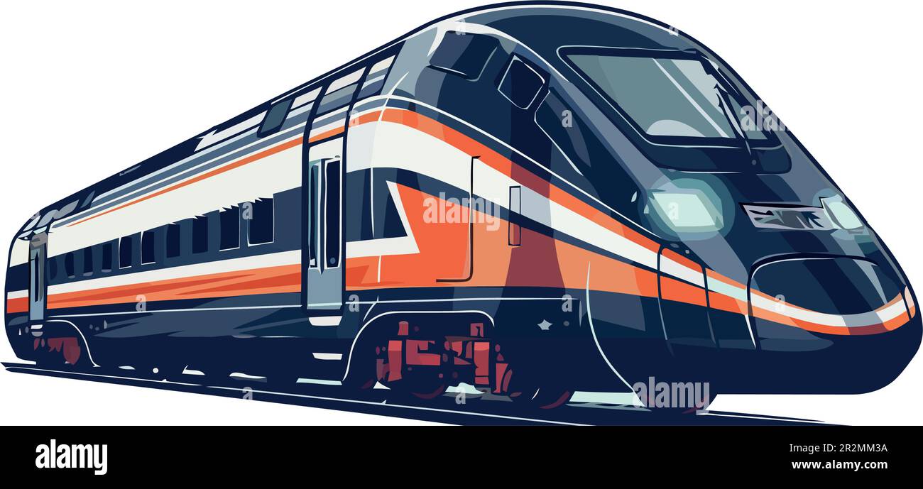 Train à grande vitesse sur la voie ferrée sur fond blanc Illustration de Vecteur