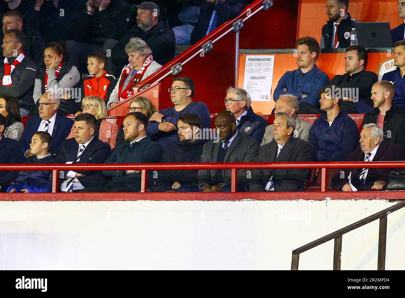 Oakwell Stadium, Barnsley, Angleterre - 19th mai 2023 Darren Moore Manager de Sheffield mercredi sur une mission de scouting - pendant le jeu Barnsley v Bolton Wanderers, Sky Bet League One, jouer 2nd leg, 2022/23, Oakwell Stadium, Barnsley, Angleterre - 19th mai 2023 crédit: Arthur Haigh/WhiteRosePhotos/Alay Live News Banque D'Images