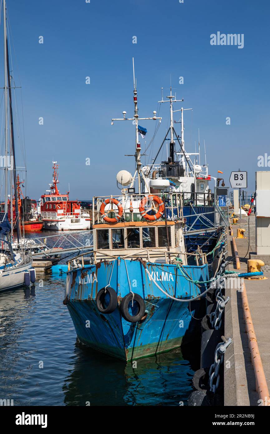 Ancien bateau de pêche Vilma, construit en 1968 à Sovetsk, amarré au quai de Lennusadam dans le district de Kalamaja à Tallinn, Estonie Banque D'Images