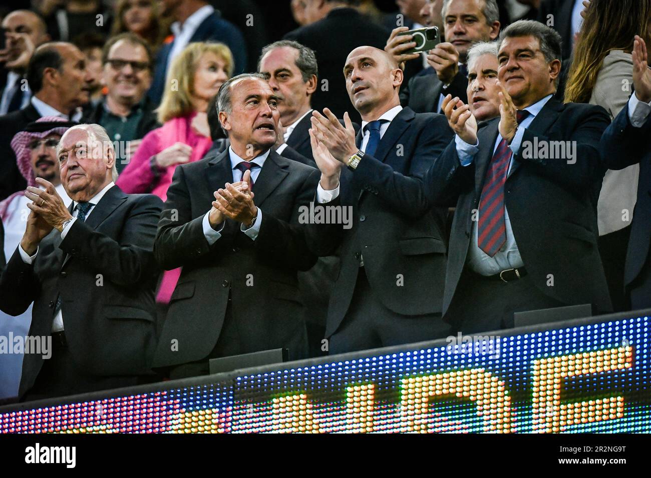 Barcelone, Espagne. 20th mai 2023. Joan Soteras (présidente de la FCF), Luis Rubiales (présidente de la FFEF) et la présidente du FC Barcelone, Joan Laporta, lors d'un match de la Liga Santander entre le FC Barcelone et Real Sociedad à Spotify Camp Nou, à Barcelone, en Espagne, sur 20 mai 2023. (Photo/Felipe Mondino) crédit: Live Media Publishing Group/Alay Live News Banque D'Images