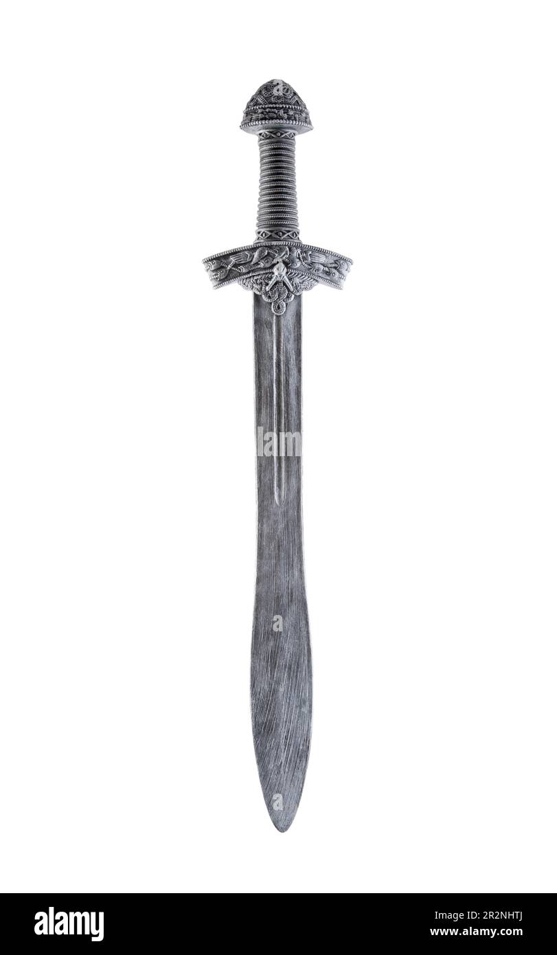 Épée médiévale isolée sur fond blanc avec chemin de coupure Banque D'Images