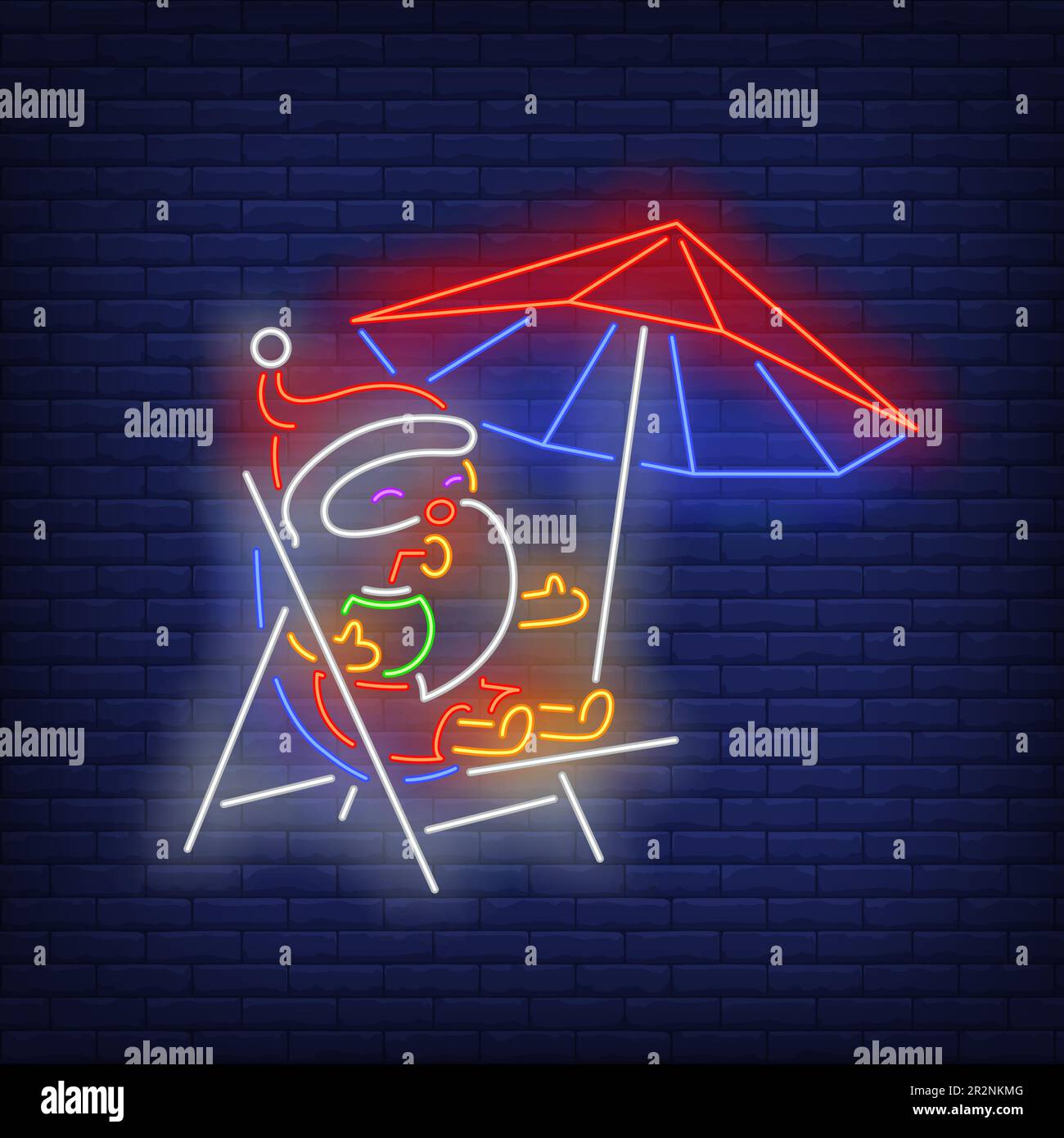 Le Père Noël sur le panneau néon du salon Illustration de Vecteur