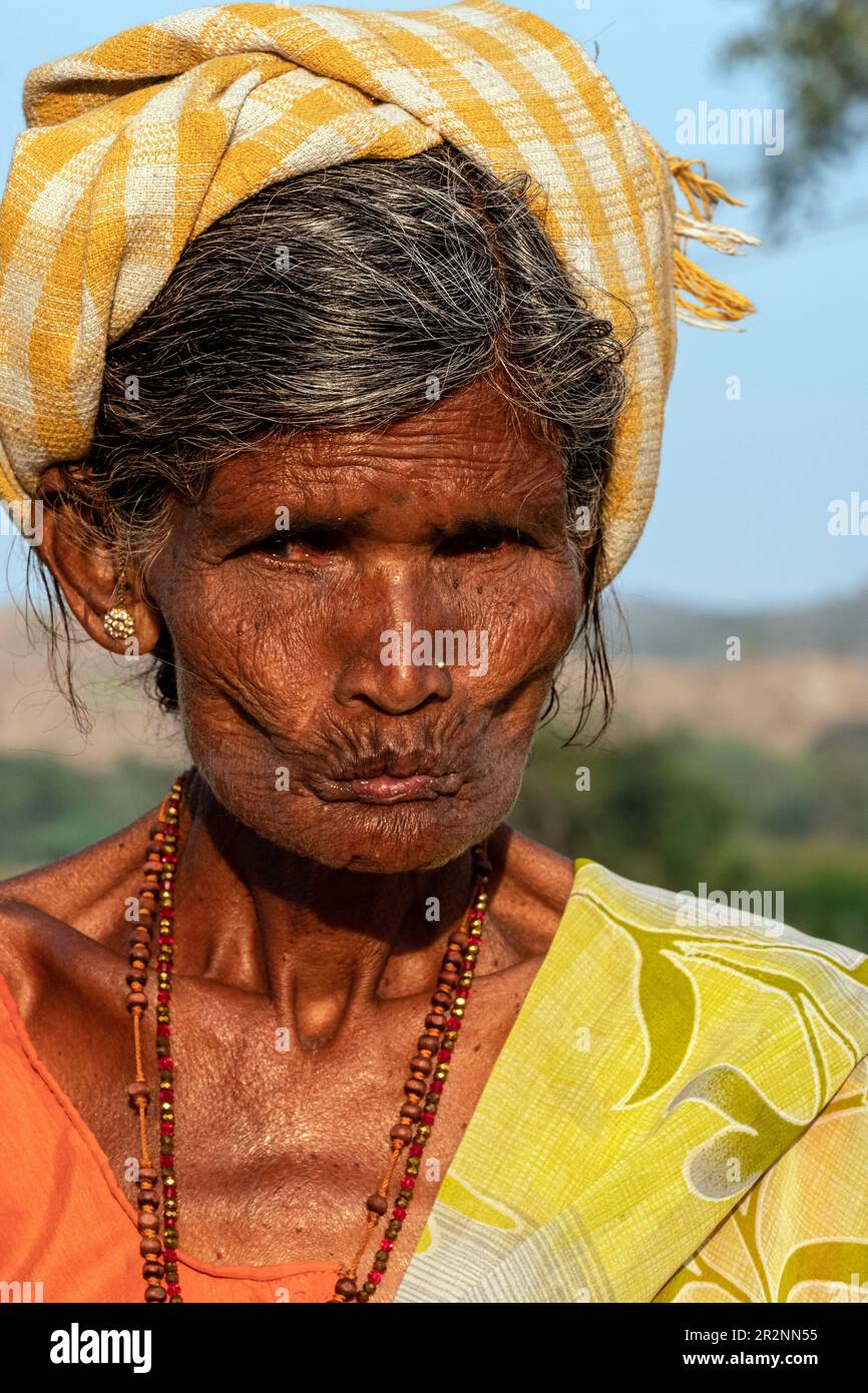 Portrait d'une femme indienne rurale Banque D'Images