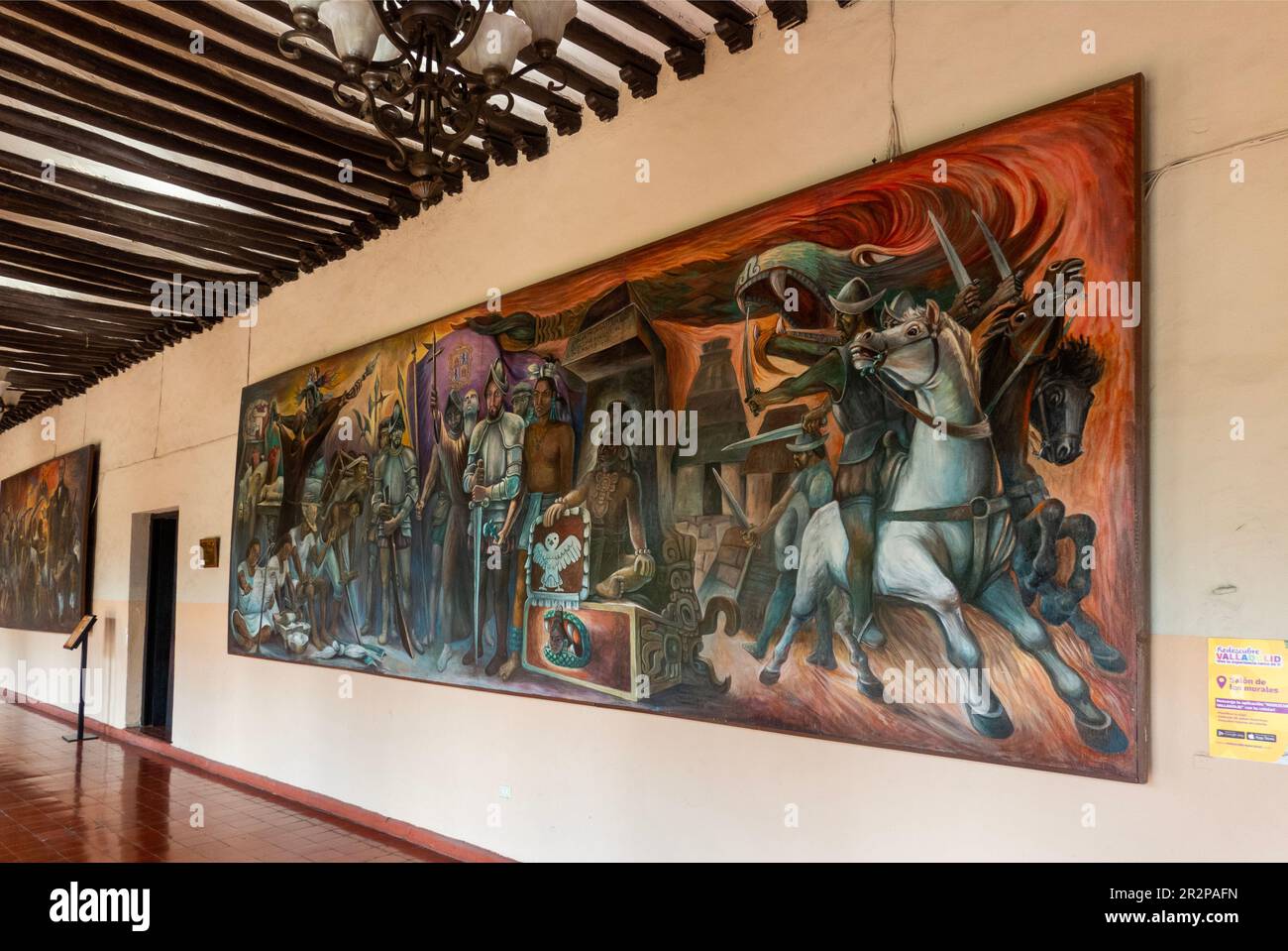 Peintures murales dans le Palacio Municipal dans le quartier Centro de Valladolid Yucatan Mexique Banque D'Images