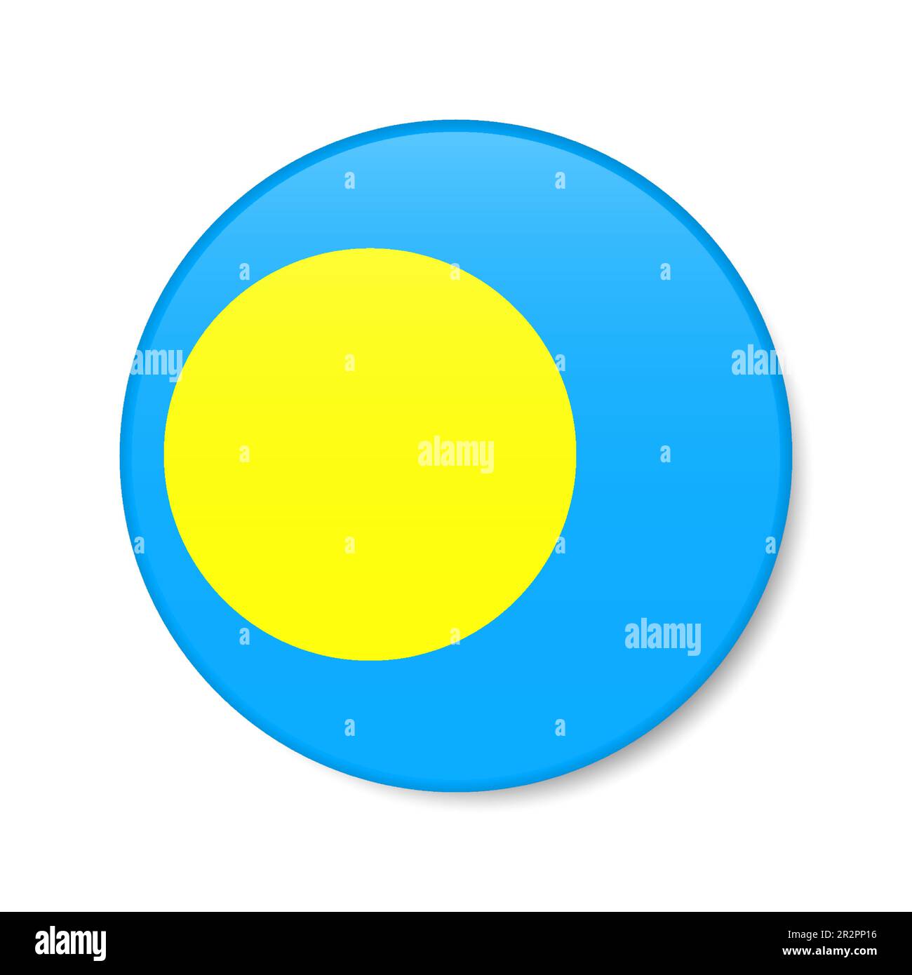 Icône du bouton de cercle Palau. Palauan drapeau rond badge avec ombre. 3D illustration vectorielle réaliste isolée sur blanc. Illustration de Vecteur