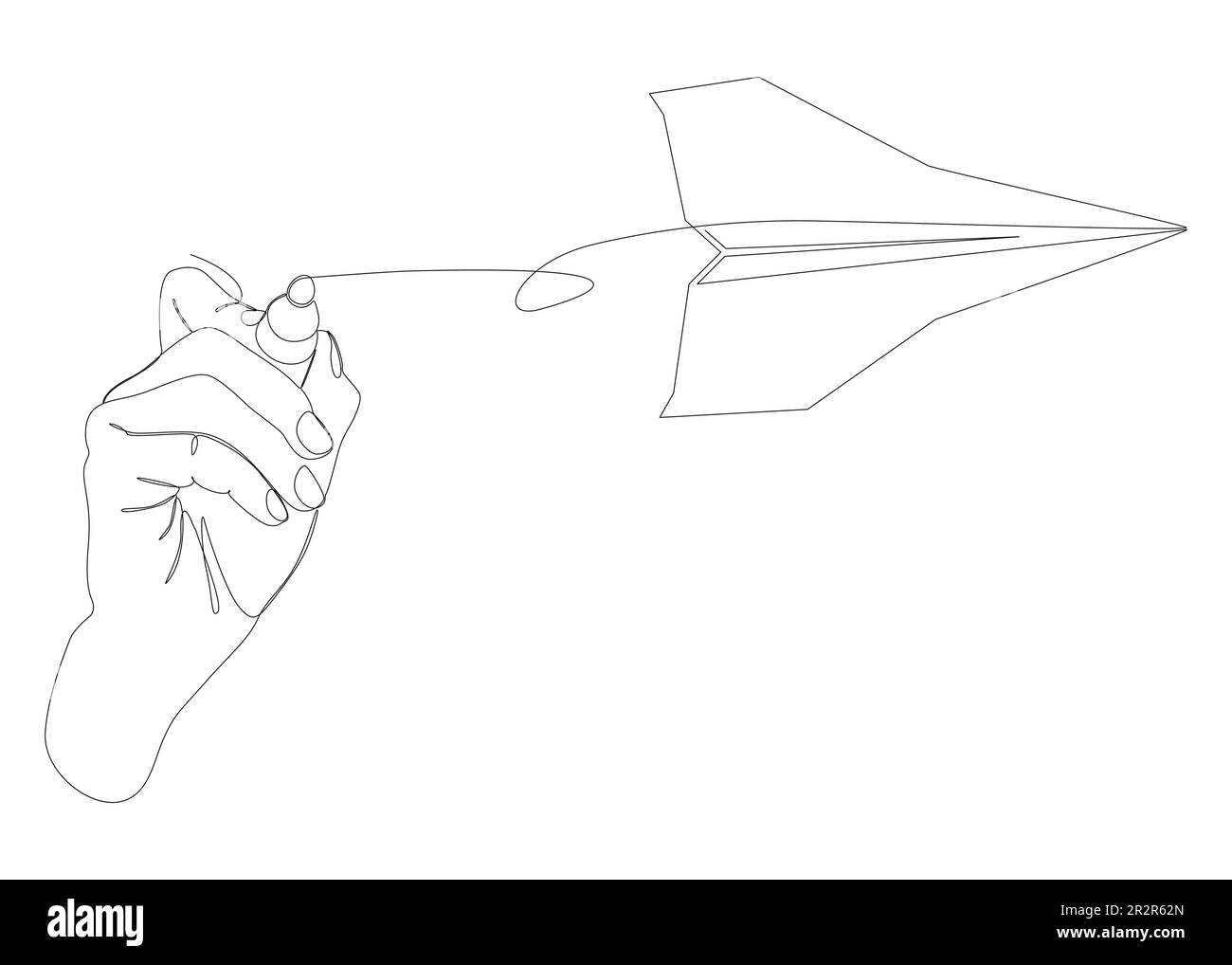 Une ligne continue de papier avion dessiné par avec un stylo feutre. Concept de vecteur d'illustration à trait fin. Dessin de contour idées créatives. Illustration de Vecteur