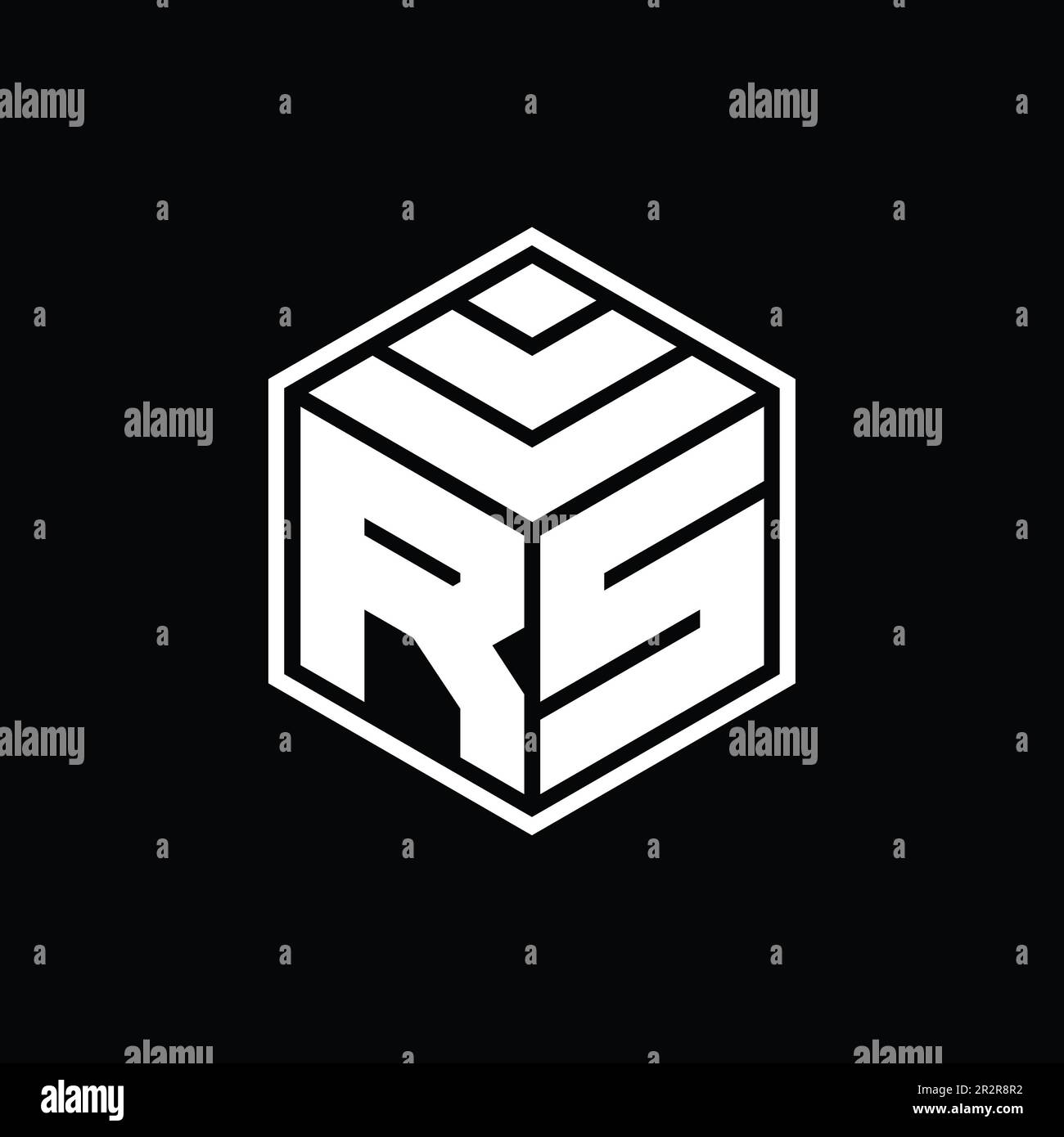 Monogramme logo RS avec modèle de conception de contour isolé de forme géométrique hexagonale Banque D'Images