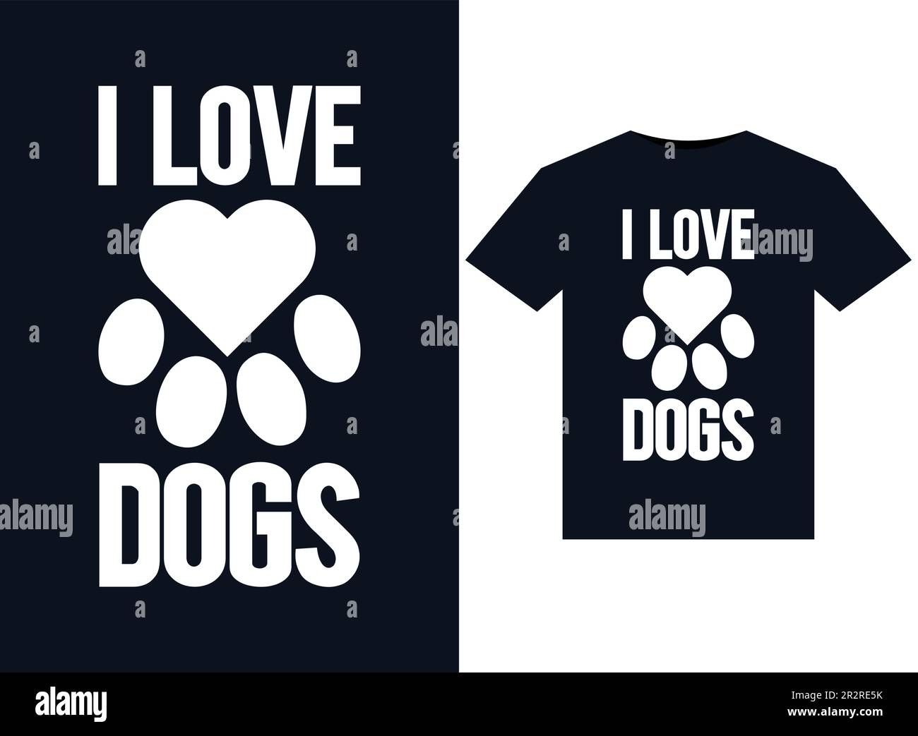 Illustrations I Love Dogs pour un motif T-shirts imprimés Illustration de Vecteur