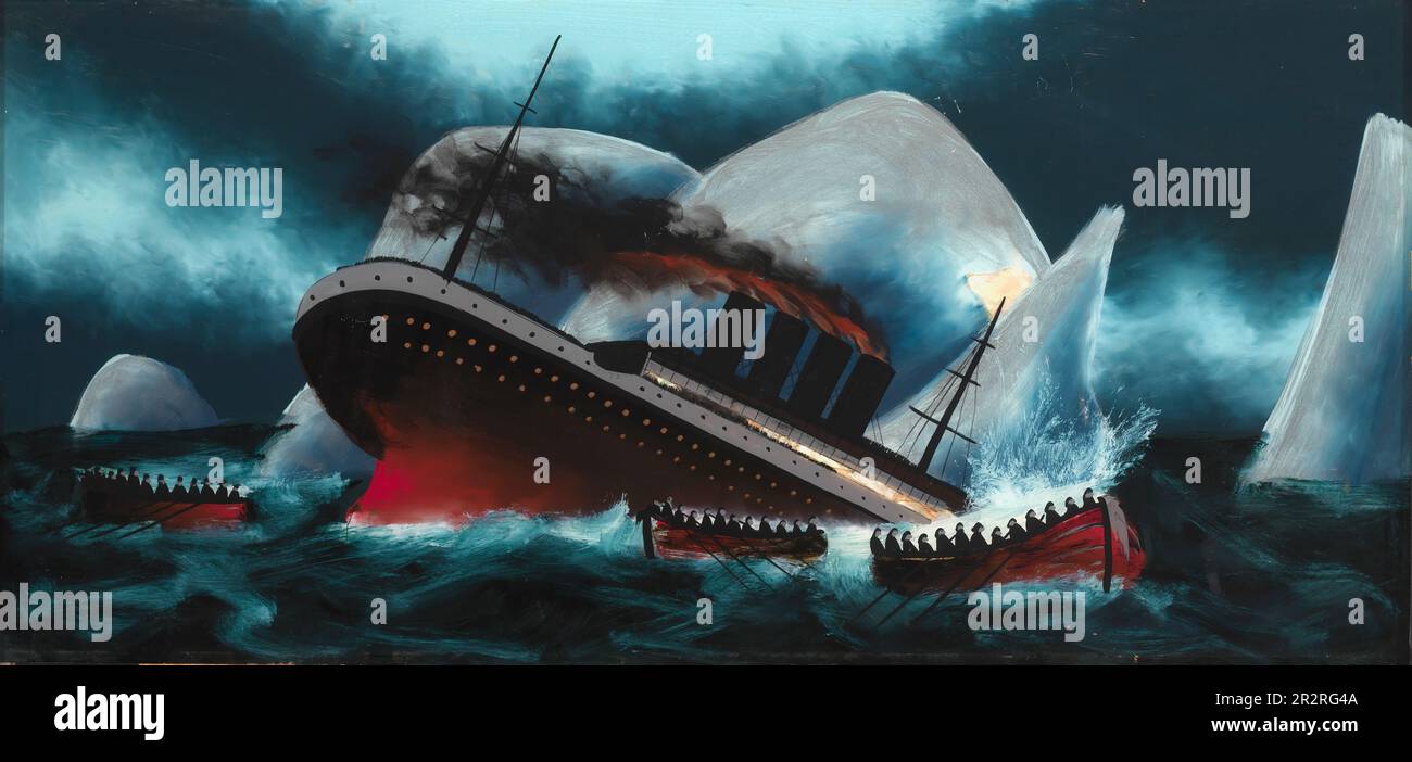 Peinture du naufrage du Titanic après avoir frappé un iceberg, artiste inconnu, après 1912 Banque D'Images