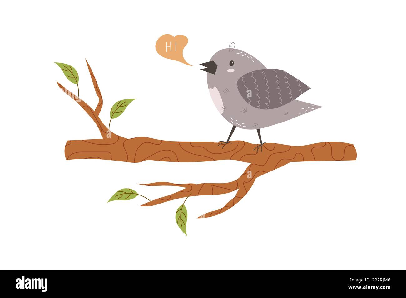 Un joli oiseau se trouve sur une branche d'arbre. Illustration de Vecteur