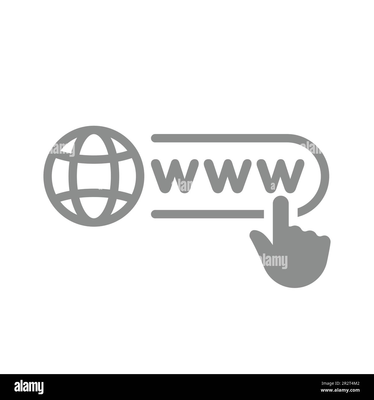 Page Web avec icône de vecteur main du curseur. Site Internet avec www et symbole globe. Illustration de Vecteur
