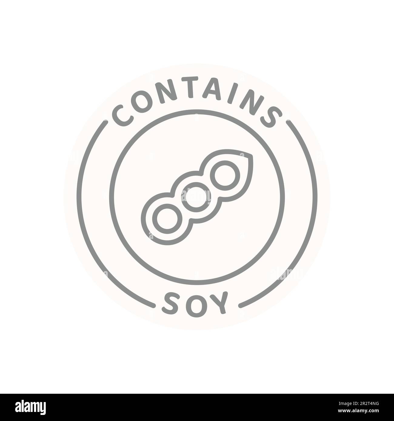 Contient une étiquette de ligne vecteur soja. Insigne d'allergène d'ingrédient alimentaire. Illustration de Vecteur