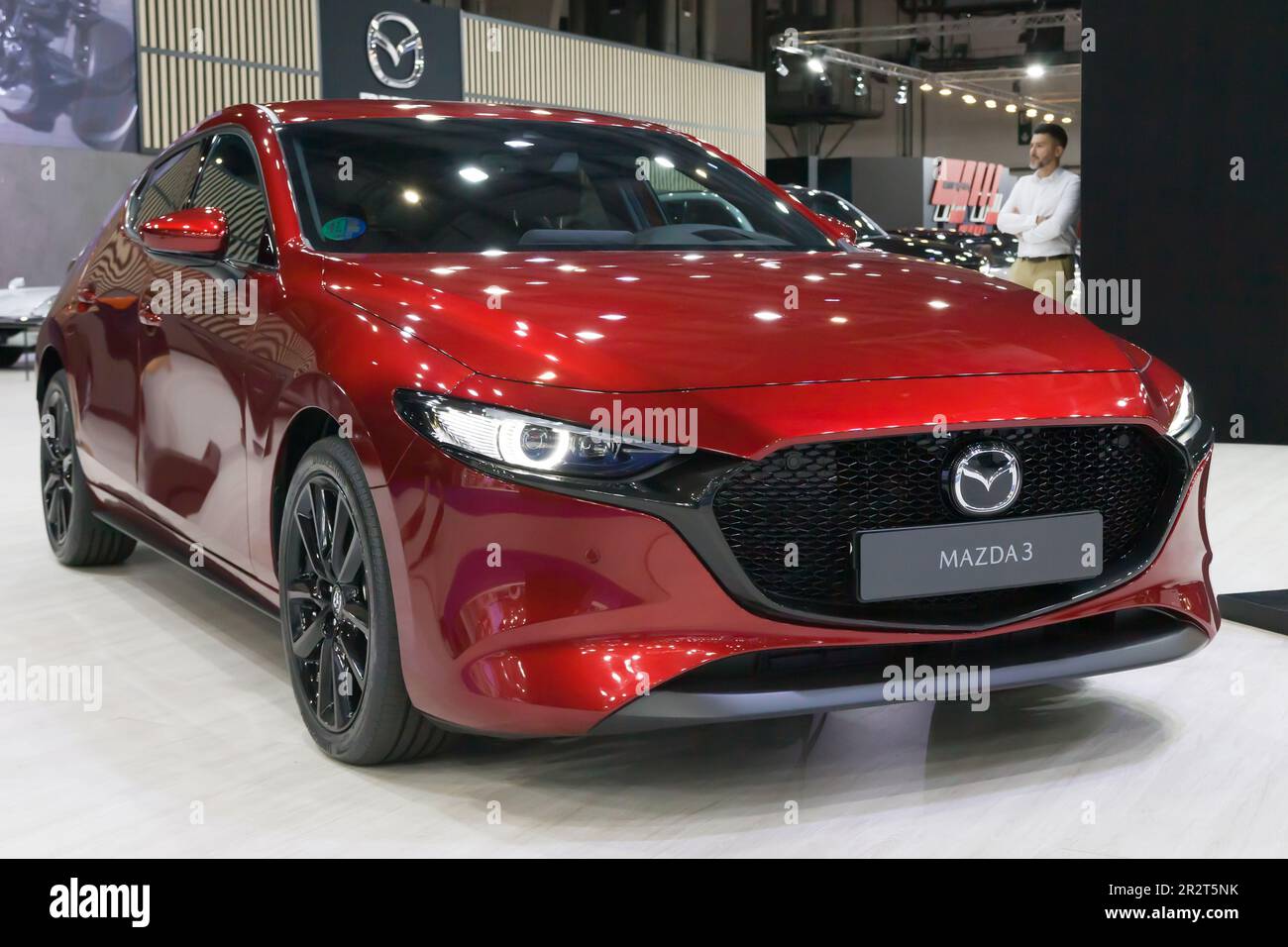 Barcelone, Espagne - 14 mai 2023: Mazda 3 exposé à l'automobile Barcelone 2023 à Barcelone, Espagne. Banque D'Images
