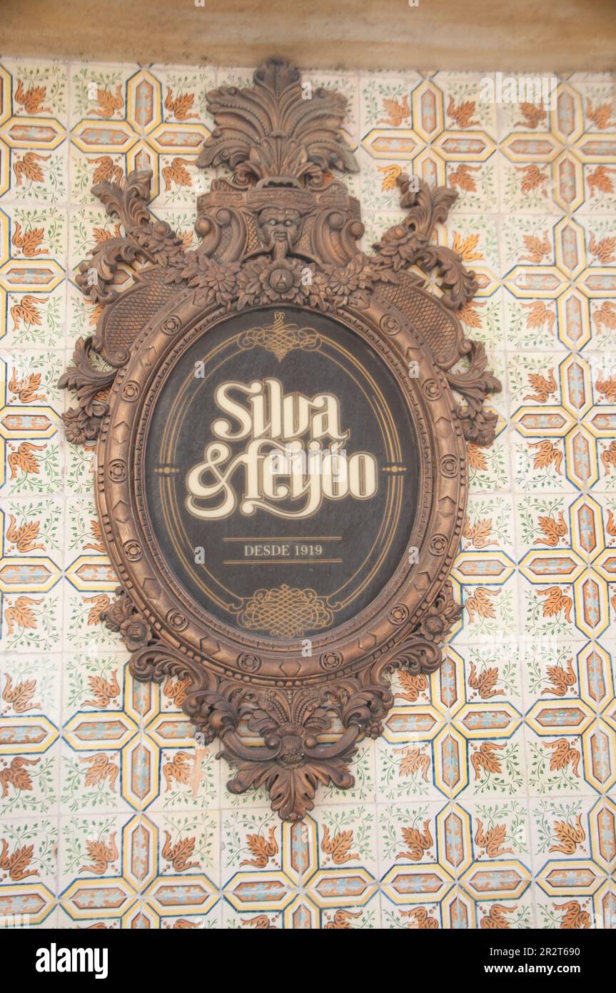 Signe pour Silva & Feijoo, épiceries, Lisbonne, Portugal Banque D'Images