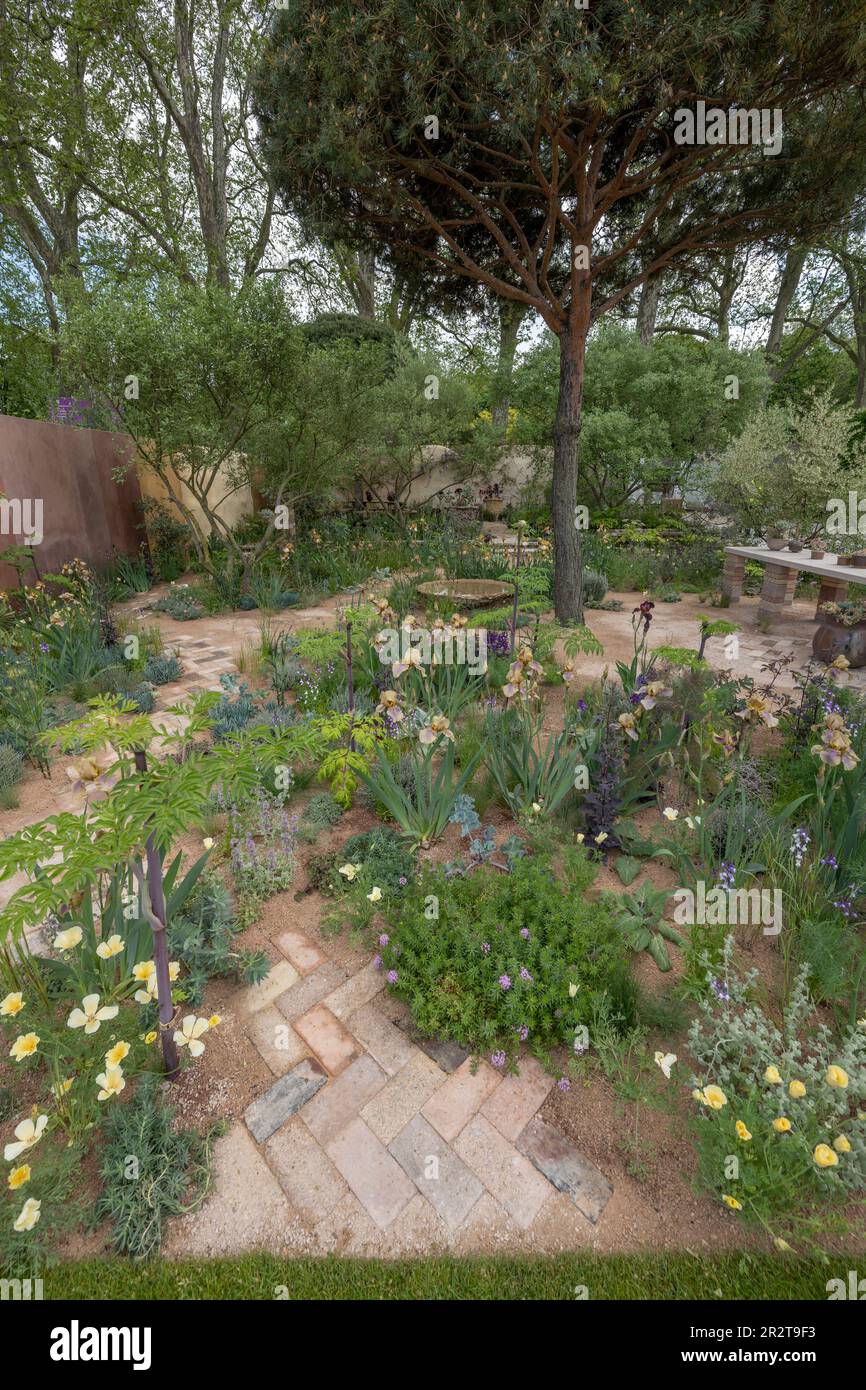 Royal Hospital Chelsea, Londres, Royaume-Uni. 21st mai 2023. Avant l'ouverture du RHS Chelsea Flower Show (22-27 mai), le plus grand spectacle de fleurs du monde. Image: Le jardin des paysages de la culture, le jardin d'exposition. Concepteur : Sarah Price. L'atmosphère et l'inspiration du jardin ont été tirées des peintures de Cedric Morris et des plantes recueillies et produites par Cedric dans son jardin à Benton End, Hadleigh. Cedric est devenu célèbre pour la reproduction et la peinture de l'iris barbu, cultivant environ 1000 nouveaux semis chaque année et produisant au moins 90 variétés nommées. Crédit : Malcolm Park/Alay Live News Banque D'Images