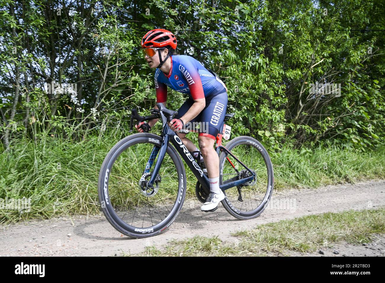 Anvers, Belgique. 21st mai 2023. Française Laura Asencio de CERATIZIT-WNT Pro Cycling photographiée en action lors de la 'Antwerp Port Epic' 'Schaal Selss', course cycliste d'une journée, 123km à Anvers et dans les environs, cinquième course (5/10) à la Lotto Cycling Cup, dimanche 21 mai 2023. BELGA PHOTO TOM GOYVAERTS crédit: Belga News Agency/Alay Live News Banque D'Images