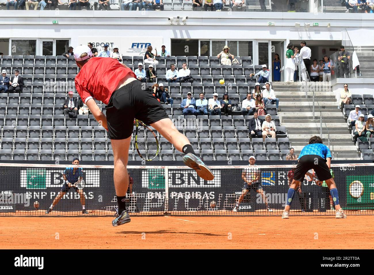 Rome, Italie. 21st mai 2023. Robin Haase et Botic Van de Zandschulp des pays-Bas lors de la finale du double contre Hugo Nys de Monaco et Jan Zielinski de Pologne au tournoi de tennis Internazionali BNL d'Italia à Foro Italico à Rome, Italie sur 21 mai 2023. Credit: Insidefoto di andrea staccioli/Alamy Live News Banque D'Images