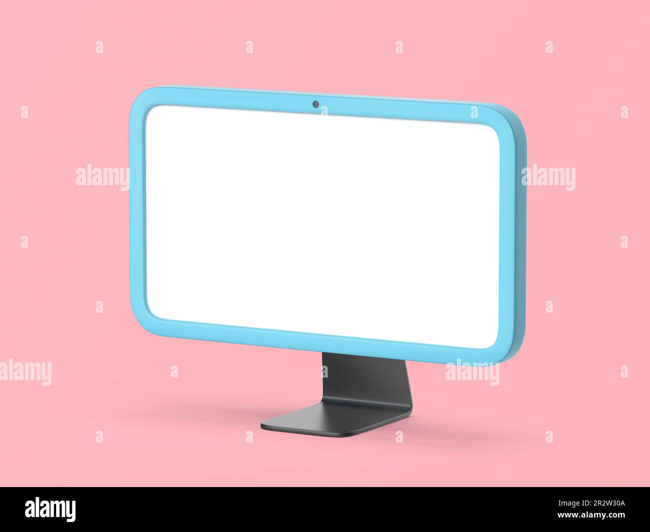 Moniteur d'ordinateur simple avec écran blanc sur fond rose Photo Stock -  Alamy