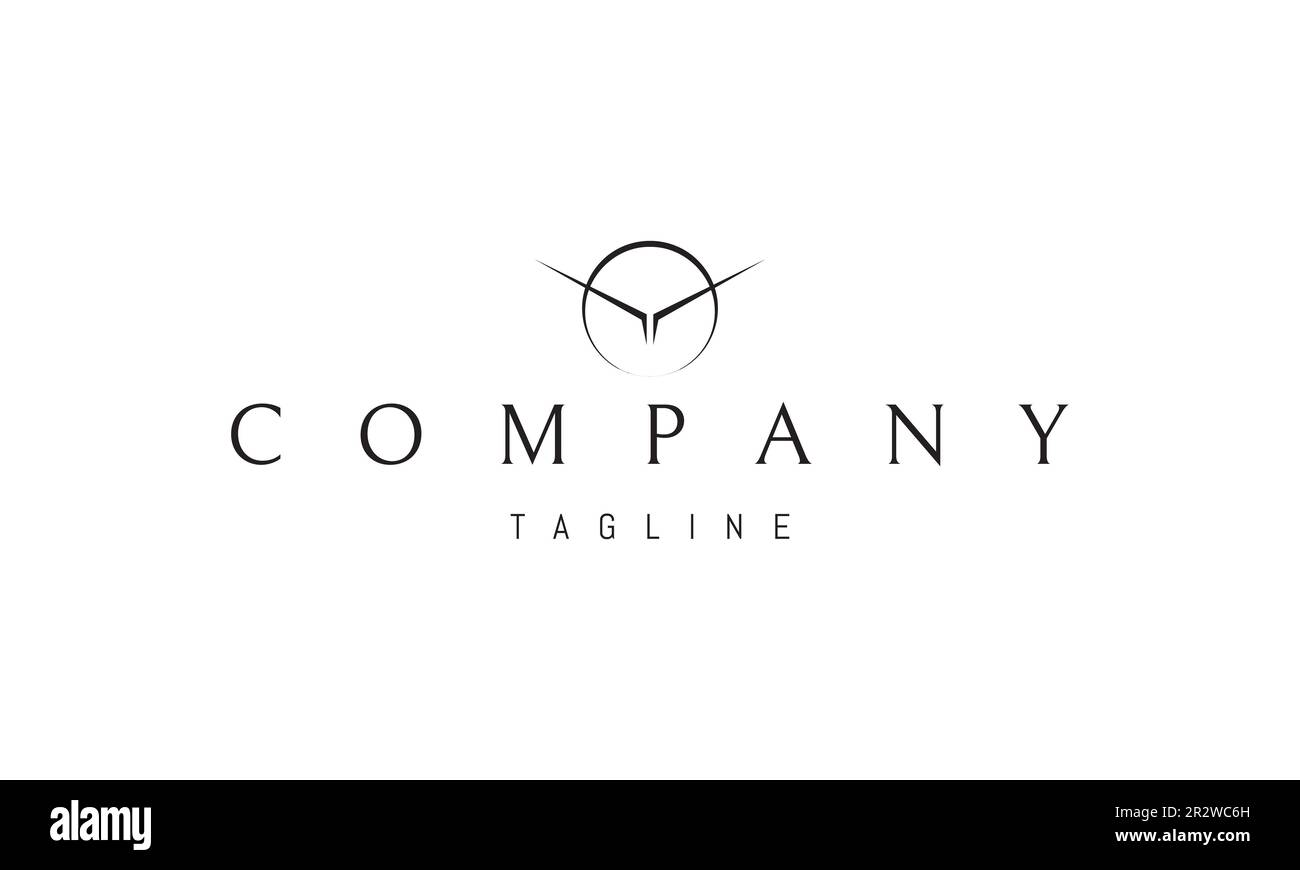 Logo vectoriel sur lequel une image abstraite d'un oiseau volant contre le fond du soleil. Illustration de Vecteur