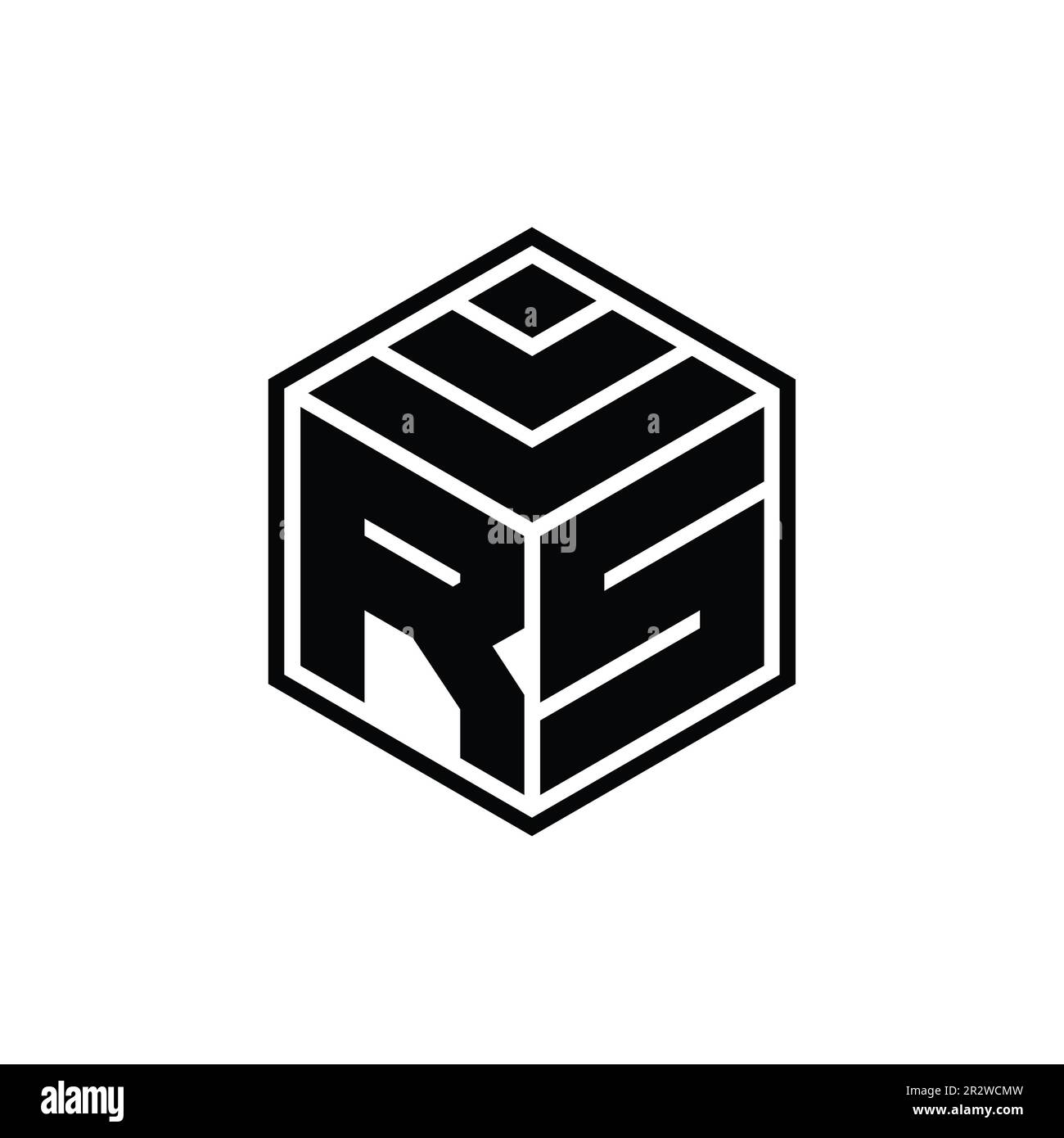 Monogramme logo RS avec modèle de conception de contour isolé de forme géométrique hexagonale Banque D'Images