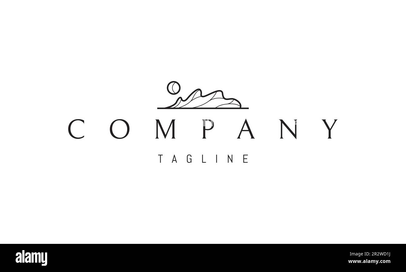 Logo vectoriel sur lequel une image abstraite d'un paysage vallonné sous la forme d'une feuille de chêne. Illustration de Vecteur