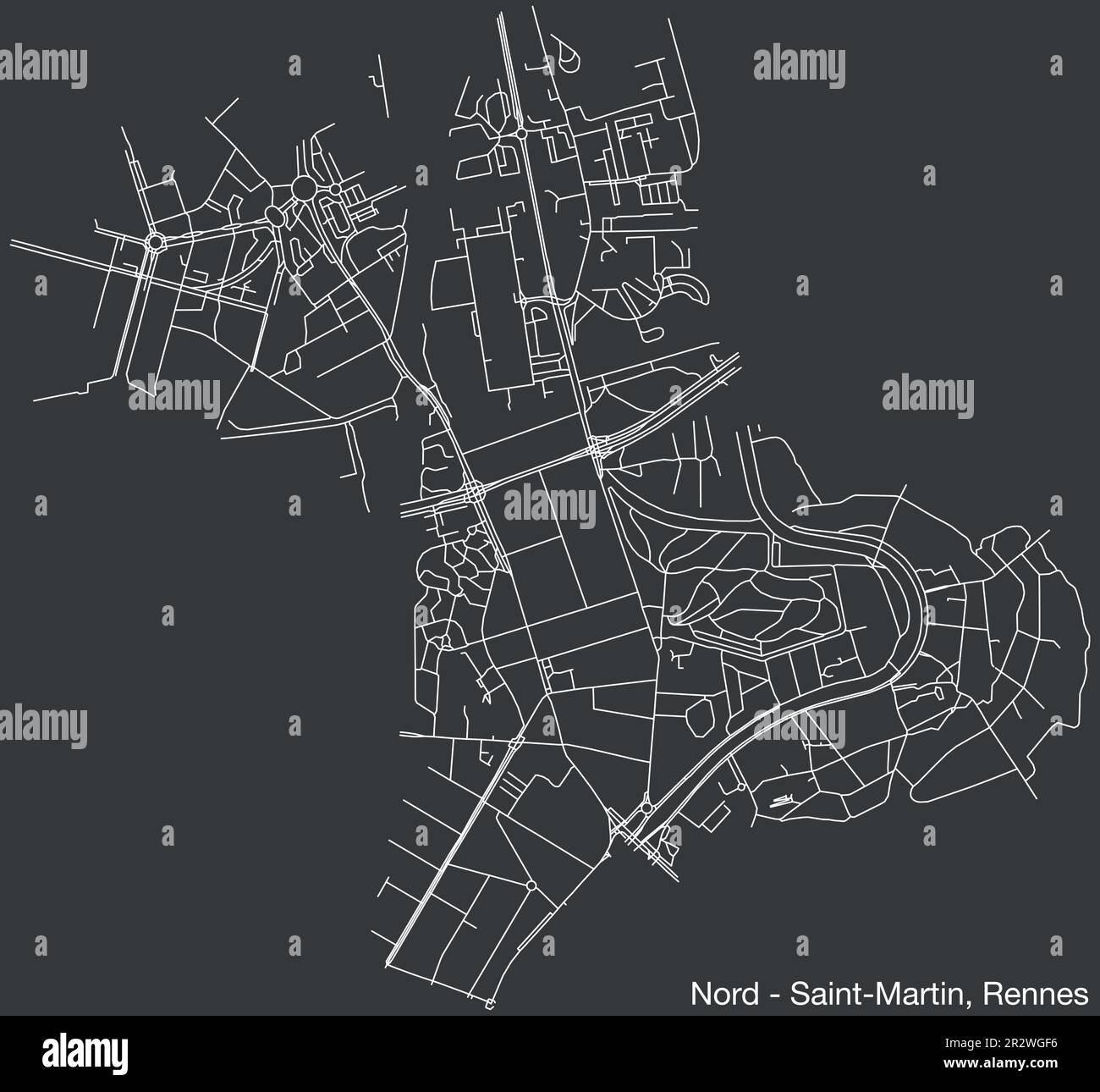 Carte des rues du QUARTIER NORD - SAINT-MARTIN, RENNES Illustration de Vecteur