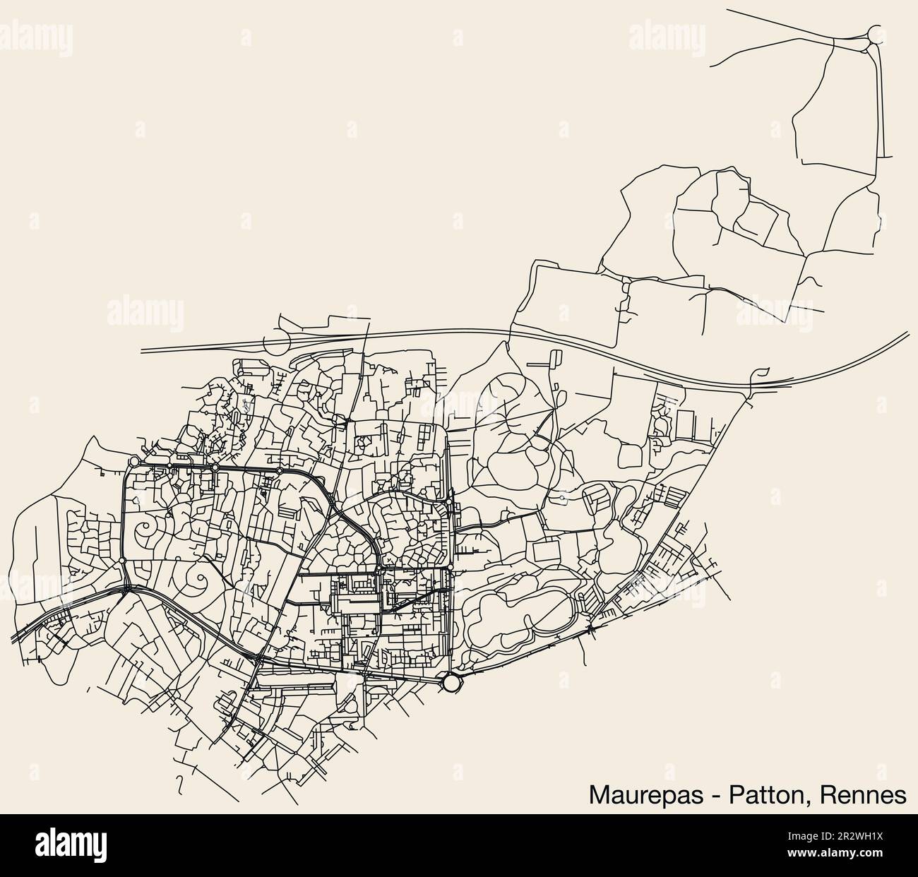 Carte des rues du QUARTIER MAUREPAS - PATTON, RENNES Illustration de Vecteur