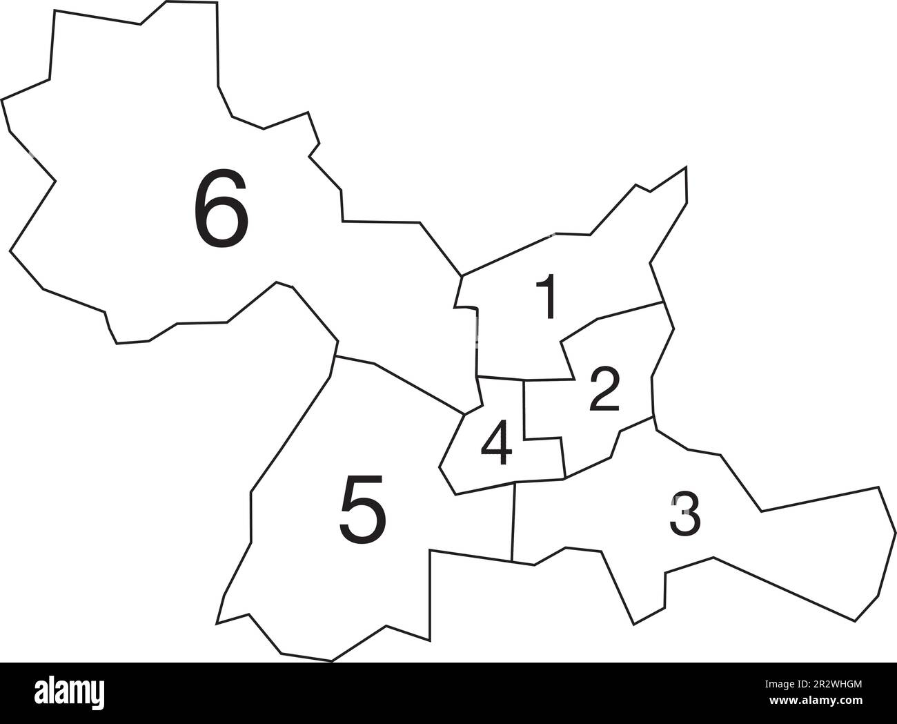 Carte administrative à vecteur plat blanc de RENNES, FRANCE avec des étiquettes nominées et des lignes de bordure noires de ses cantons Illustration de Vecteur