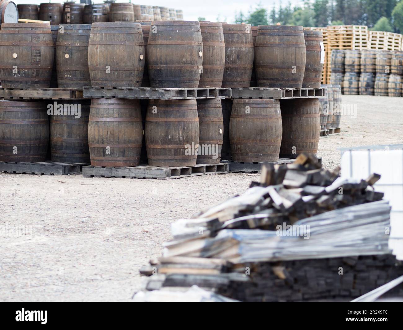 Craigellachie, Écosse - 4 août 2022 - production traditionnelle de barils de chêne pour Scotch malt Whisky au Speyside Cooperage de Craigellachie. Banque D'Images