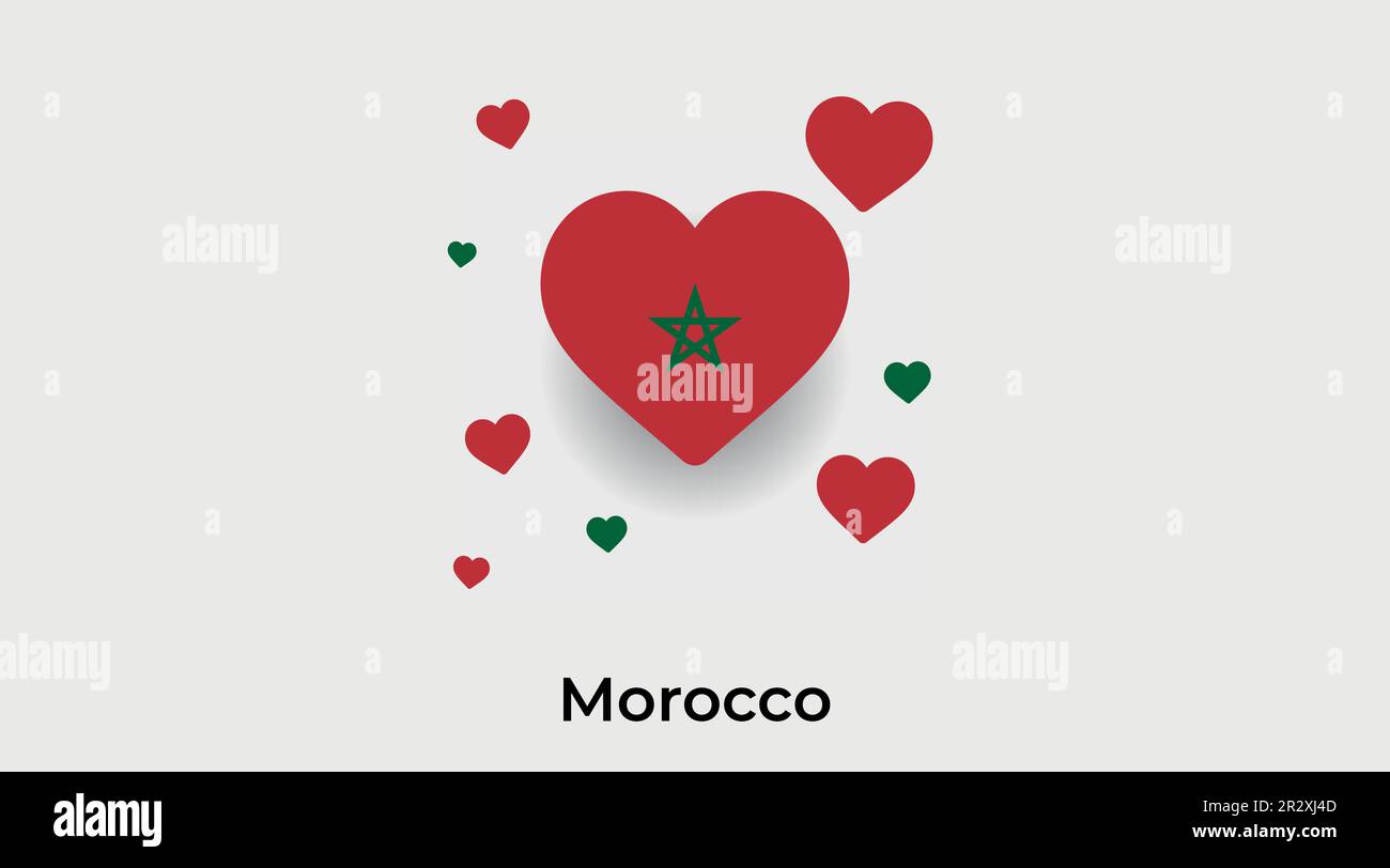 Maroc pays coeur. Illustration vecteur drapeau national de l'amour du Maroc Illustration de Vecteur