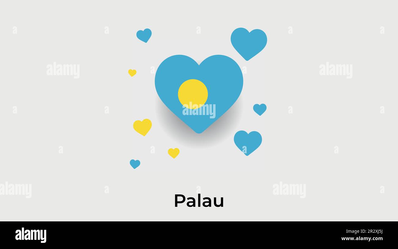 Palau Country coeur. Illustration vectorielle du drapeau national des Palaos Illustration de Vecteur