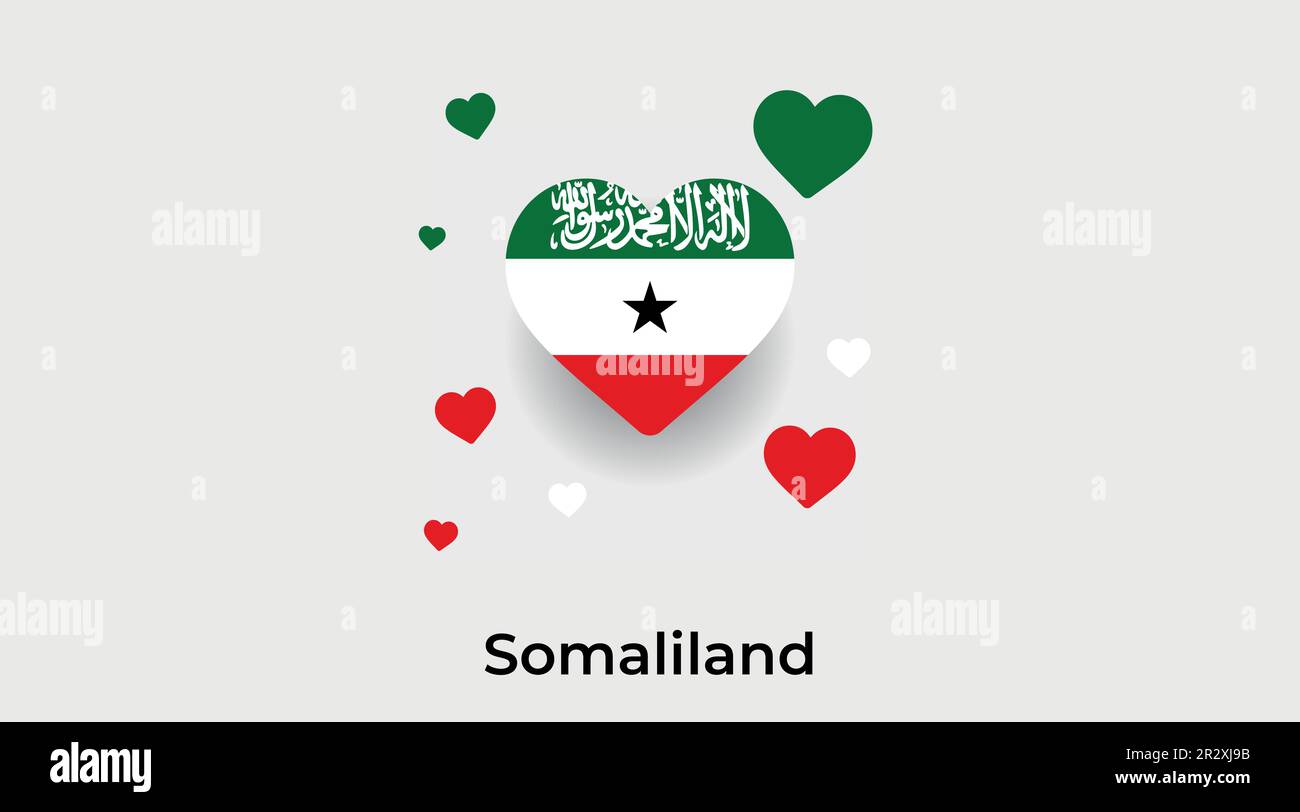 Pays du Somaliland cœur. J'adore l'illustration du drapeau national du Somaliland Illustration de Vecteur