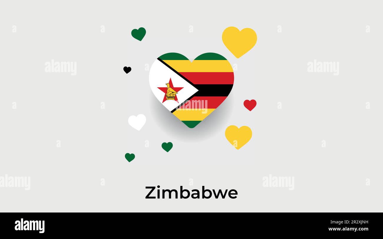 Zimbabwe coeur de pays. Illustration vectorielle du drapeau national du Zimbabwe Illustration de Vecteur
