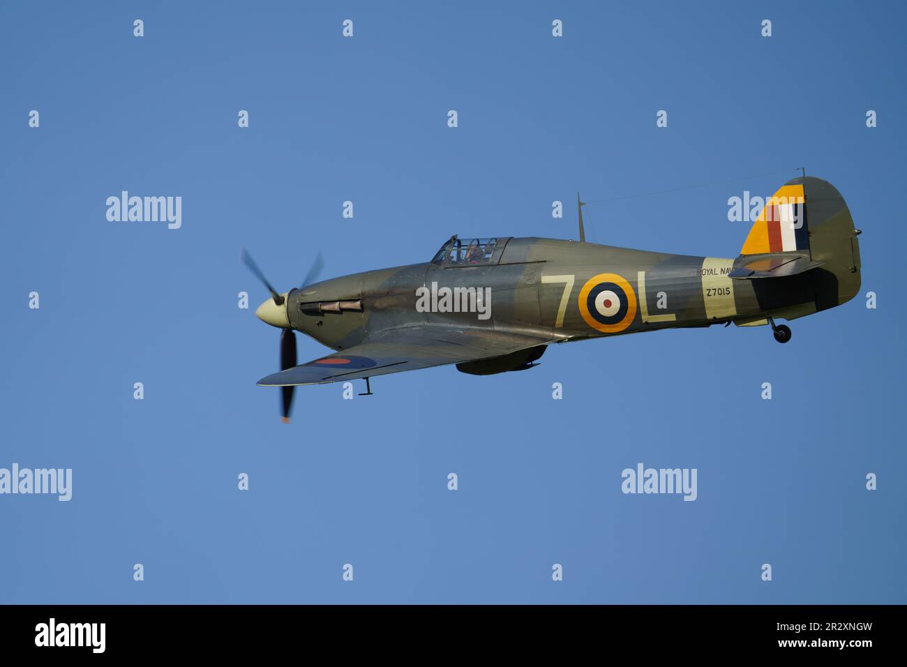 La collection Shuttleworth (G-BKTH) Hawker Sea Hurricane IB expose au Shuttleworth Evening Airshow le 2023 mai Banque D'Images