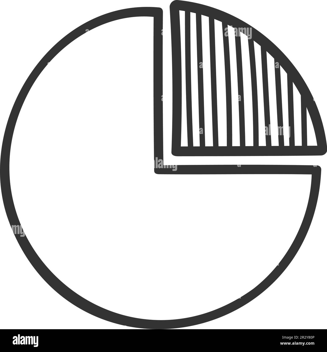 Tableau des beignets en forme de doodle. Graphe circulaire tracé à la main avec partie séparée. Schéma de roue. Forme arrondie avec secteur hachuré. Illustration graphique vectorielle. Illustration de Vecteur