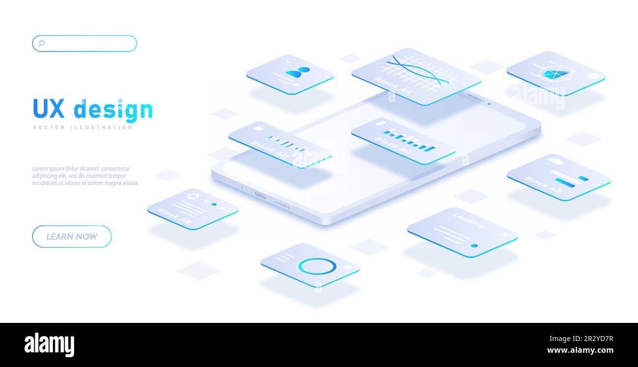 Isometric ui design concept ux Banque d'images détourées - Alamy