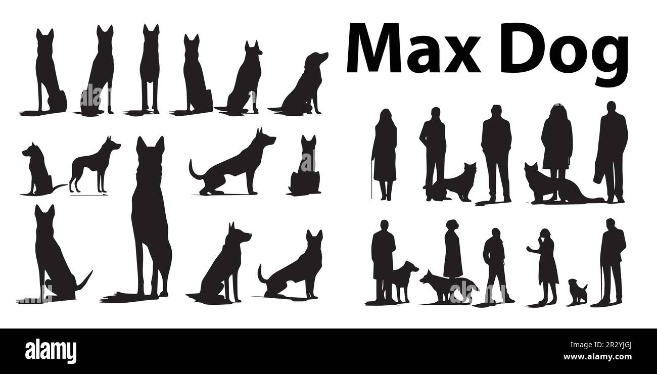 Illustration vectorielle Max Dog en noir et blanc. Illustration de Vecteur