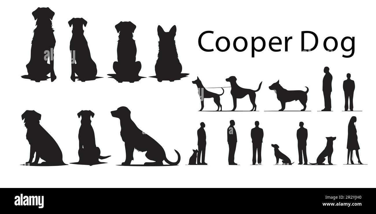 Un ensemble d'illustrations vectorielles pour chien Silhouette Cooper. Illustration de Vecteur