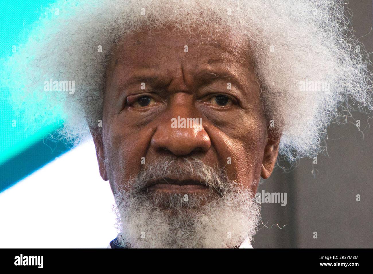 Turin, Italie. 21st mai 2023. Wole Soyinka, écrivain nigérian et lauréate du prix Nobel, est invitée de la Foire du livre de Turin 2023. Credit: Marco Destefanis/Alamy Live News Banque D'Images