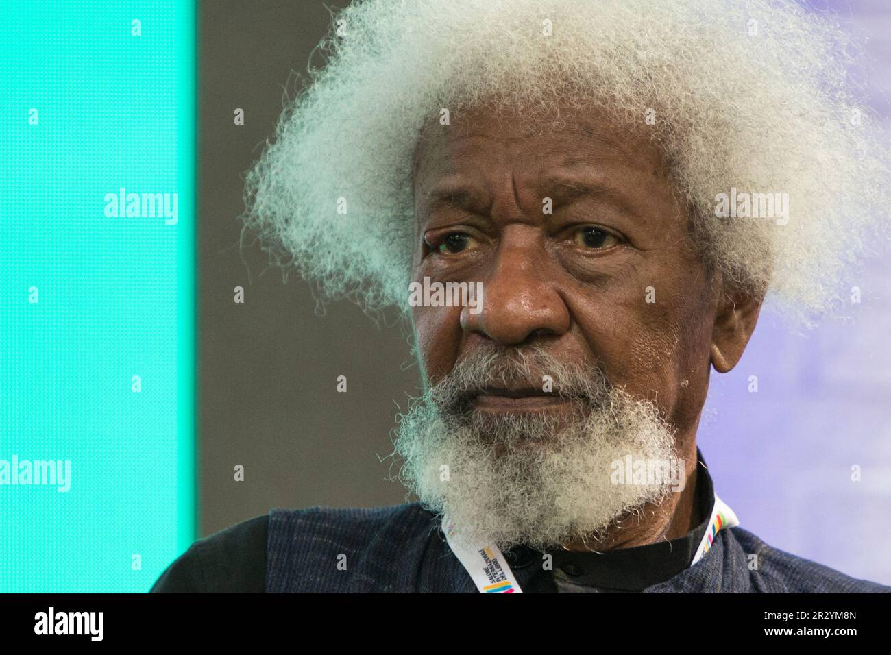 Turin, Italie. 21st mai 2023. Wole Soyinka, écrivain nigérian et lauréate du prix Nobel, est invitée de la Foire du livre de Turin 2023. Credit: Marco Destefanis/Alamy Live News Banque D'Images