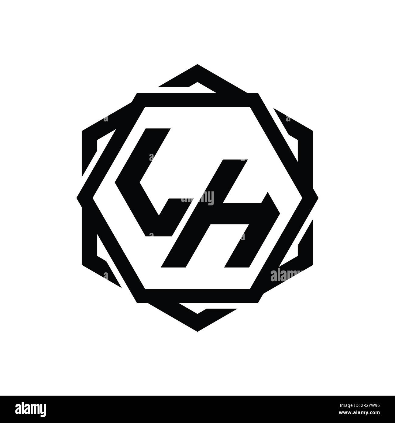 LH logo monogramme forme hexagonale avec modèle géométrique abstrait à contour isolé Banque D'Images