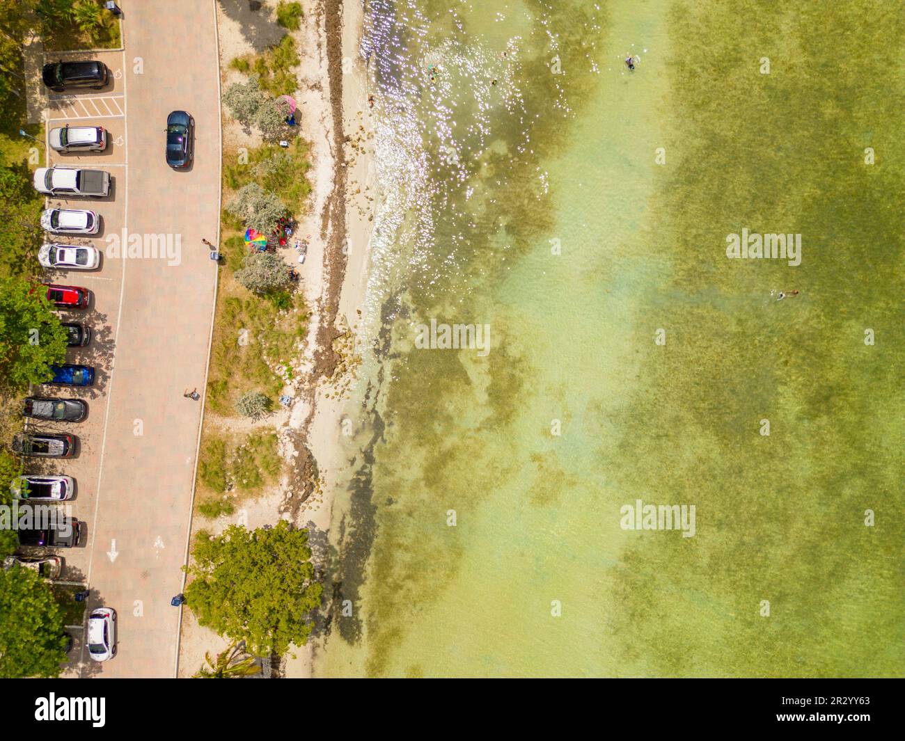 Photo aérienne de Key Biscayne Beach FL Banque D'Images