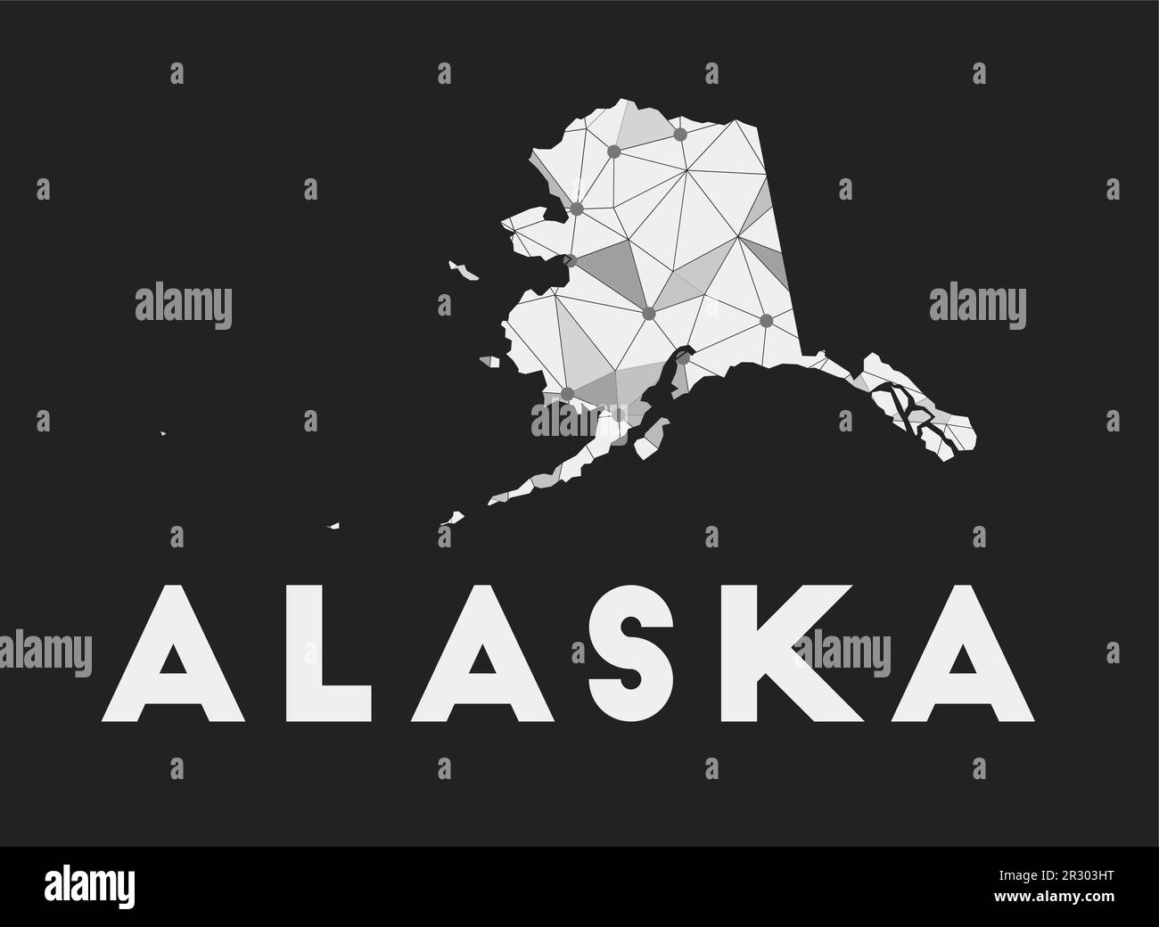 Alaska - carte du réseau de communication de l'état américain. Design géométrique tendance Alaska sur fond sombre. Illustration de Vecteur