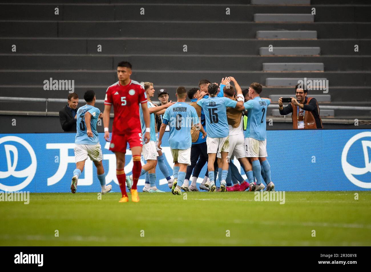 La Plata, Argentine. 21st mai 2023. Dor Turgeman d'Israël et ses coéquipiers célèbrent un but lors d'un match entre Israël et la Colombie dans le cadre de la coupe du monde U20 Argentine 2023 - Groupe C à Estadio Unico 'Diego Armando Maradona'. Note finale: Israël 1 - 2 Colombie (photo de Roberto Tuero/SOPA Images/Sipa USA) crédit: SIPA USA/Alay Live News Banque D'Images