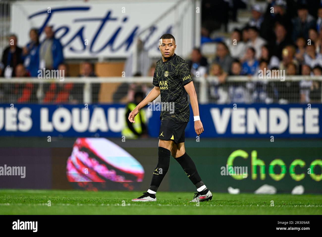 Paris, France. 21st mai 2023. Kylian Mbappe lors du match de football de la Ligue 1 entre AJ Auxerre (AJA) et Paris Saint Germain (PSG) sur 21 mai 2023 au Stade Abbe Deschamps à Auxerre, France. Crédit : Victor Joly/Alamy Live News Banque D'Images