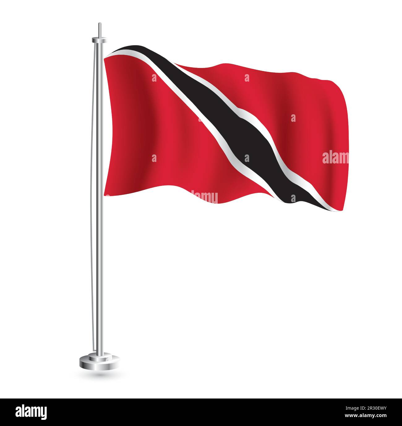 Drapeau de Trinité-et-Tobago. Drapeau vague réaliste isolé du pays de Trinité-et-Tobago à Flagpole. Illustration vectorielle. Illustration de Vecteur
