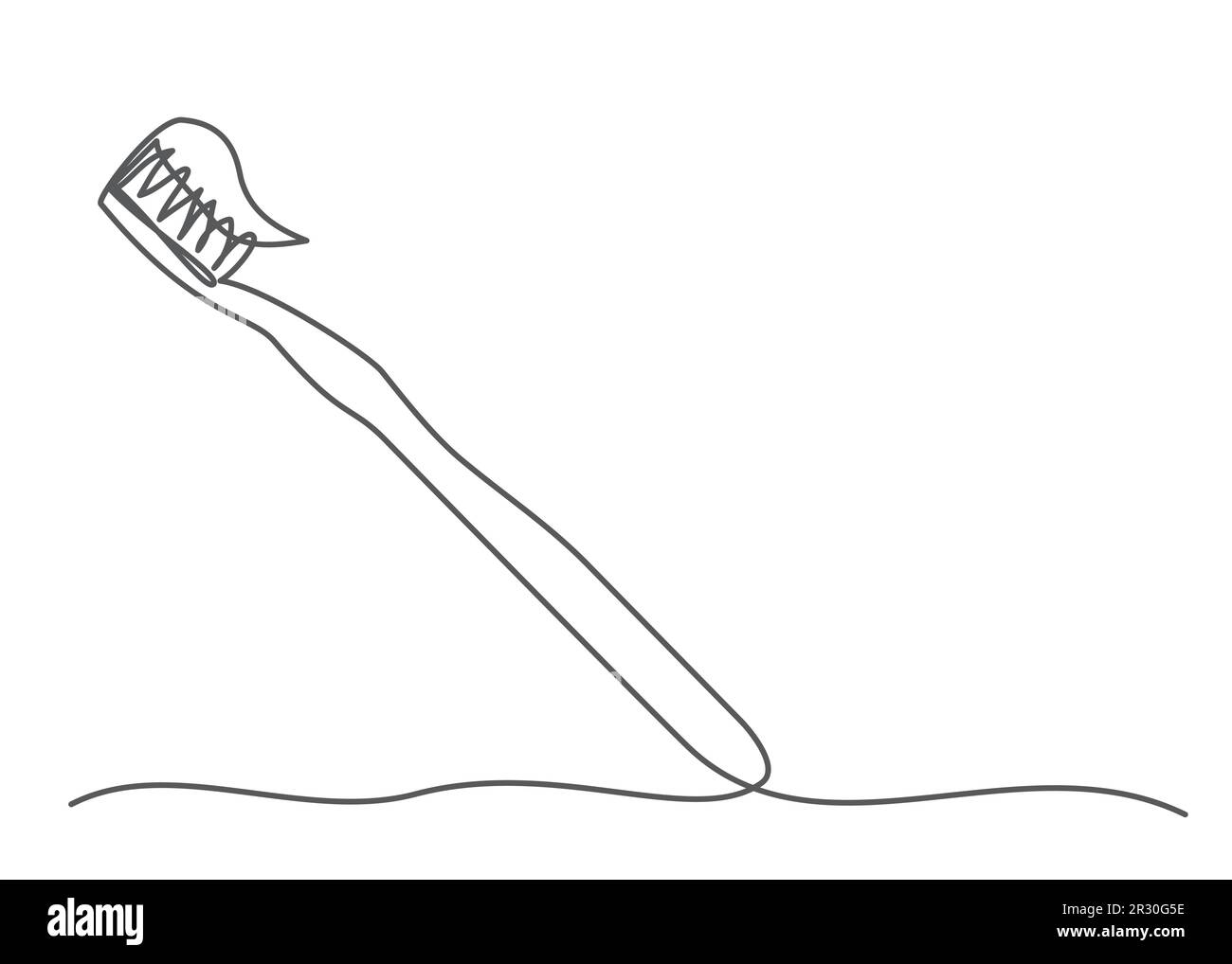 Brosse à dents une ligne sur fond blanc Illustration de Vecteur