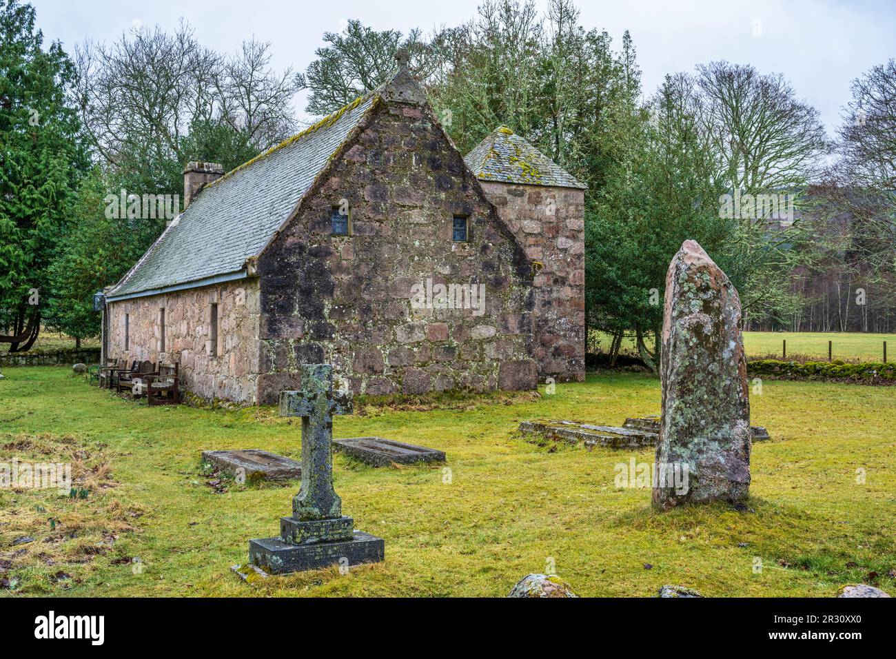 St Lesmo's Chapel dans Glen Tanar Estate près d'Aboyne, Royal Deeside, Aberdeenshire, Écosse, Royaume-Uni Banque D'Images