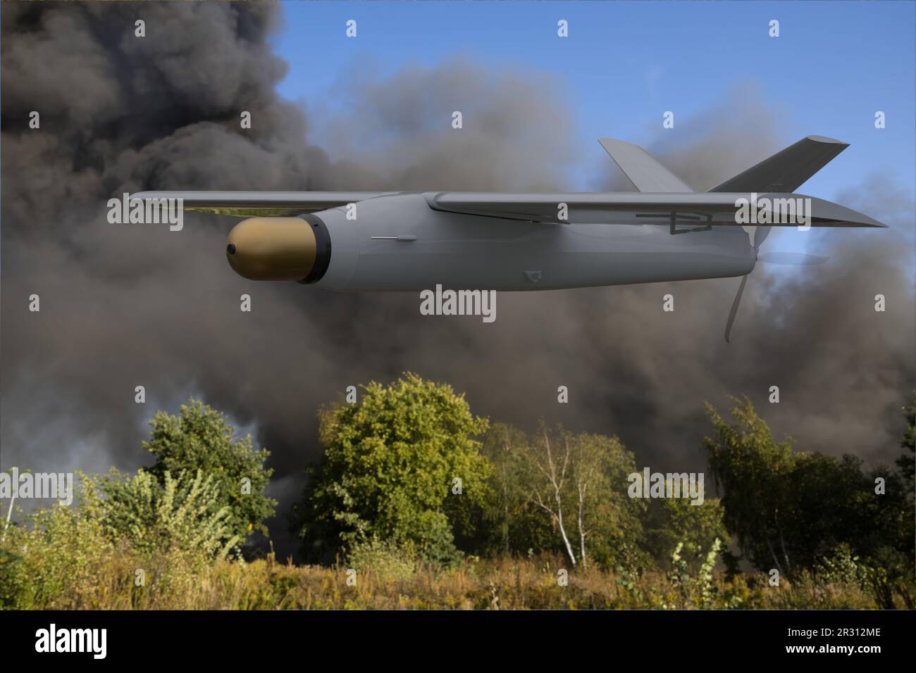 Le système de munitions de loitering au-dessus du champ de bataille Banque D'Images